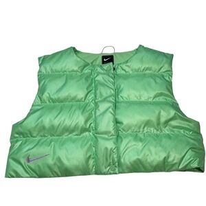 Nike City Ready Womens Cropped Puffer Vest Only Lime Green CJ4018-386 Size Small